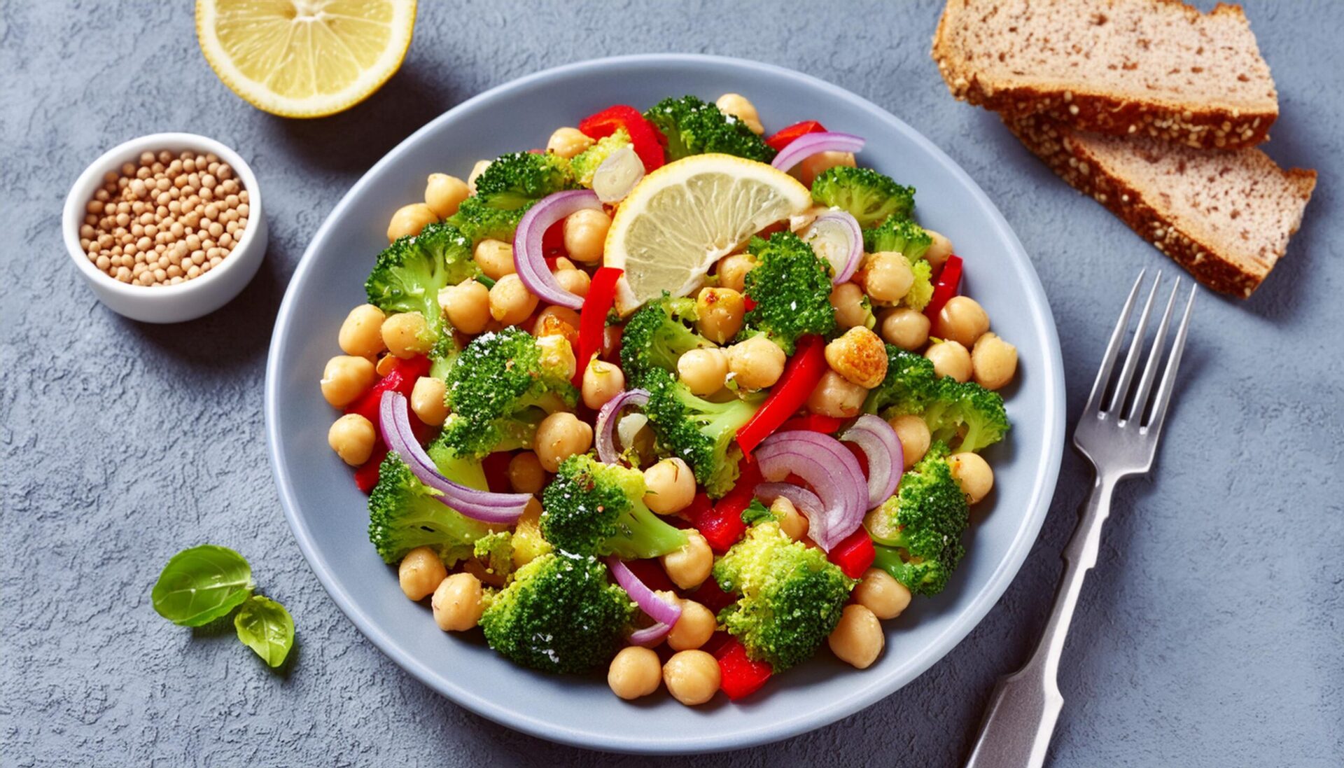 Vegan Broccoli and Chickpea Salad - Veggie Vibes & Vines