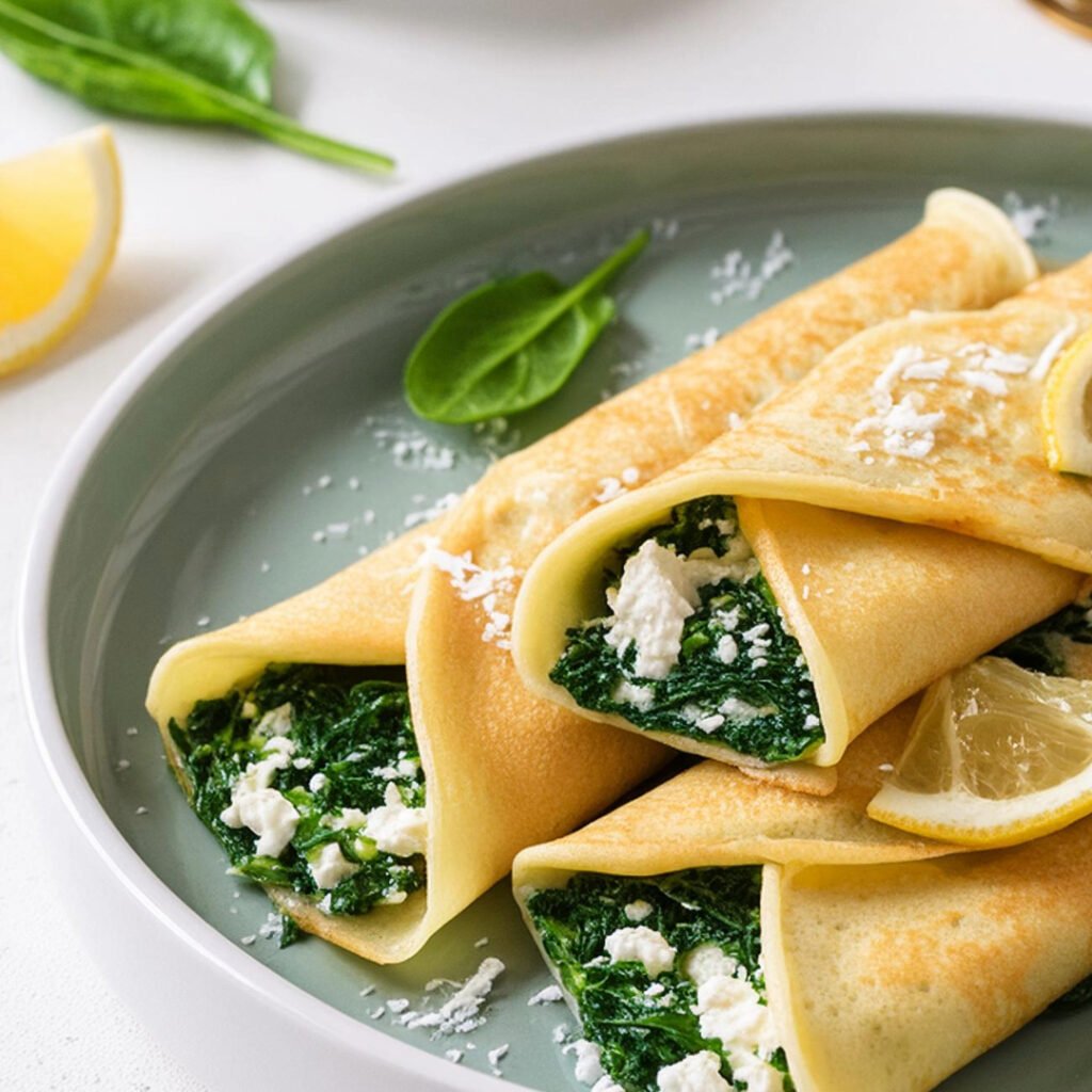 Ricotta And Spinach Stuffed Crepes Veggie Vibes Vines